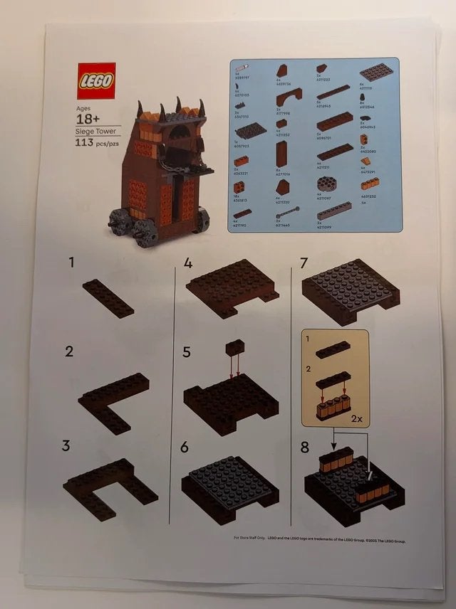 Lego Siege Tower + Instructie boekje, Lego, Ophalen of Verzenden, Zo goed als nieuw, Compleet