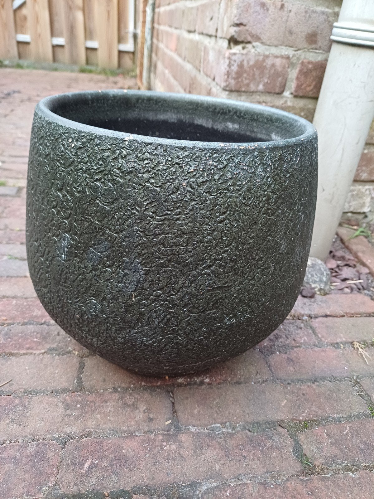 grijze bloempot 24 cm, Ophalen, Gebruikt, Rond, Aardewerk
