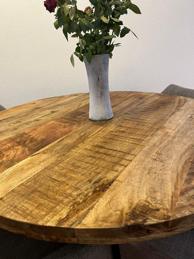 Mango hout tafel 130/78cm, Ophalen, Zo goed als nieuw, Rond, 100 tot 150 cm