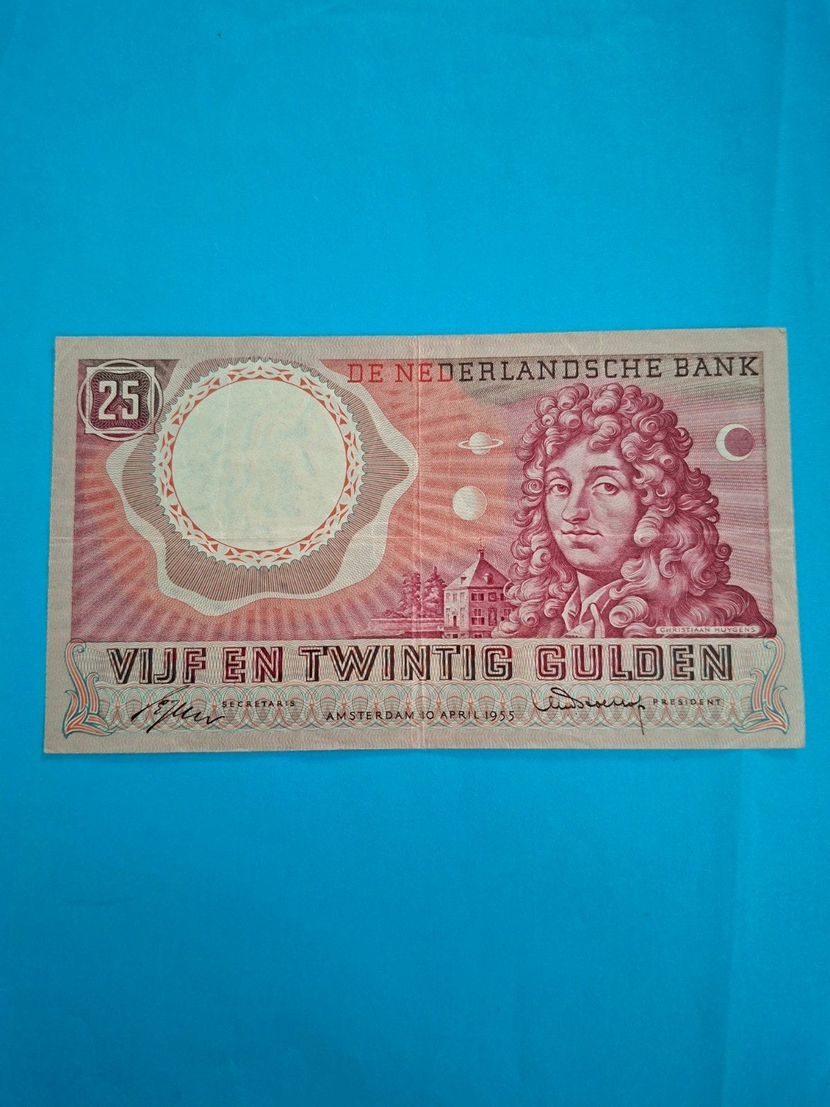 25 gulden Huygens speciale invulserie uit 1955 in ZF
Serie n, Verzenden, 25 gulden, Los biljet