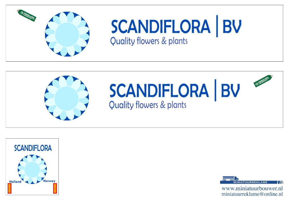 Vrachtauto decal 1:50 Scandiflora bv ( trailer ), Hobby en Vrije tijd, Modelauto's | 1:50, Verzenden, Nieuw, Bus of Vrachtwagen