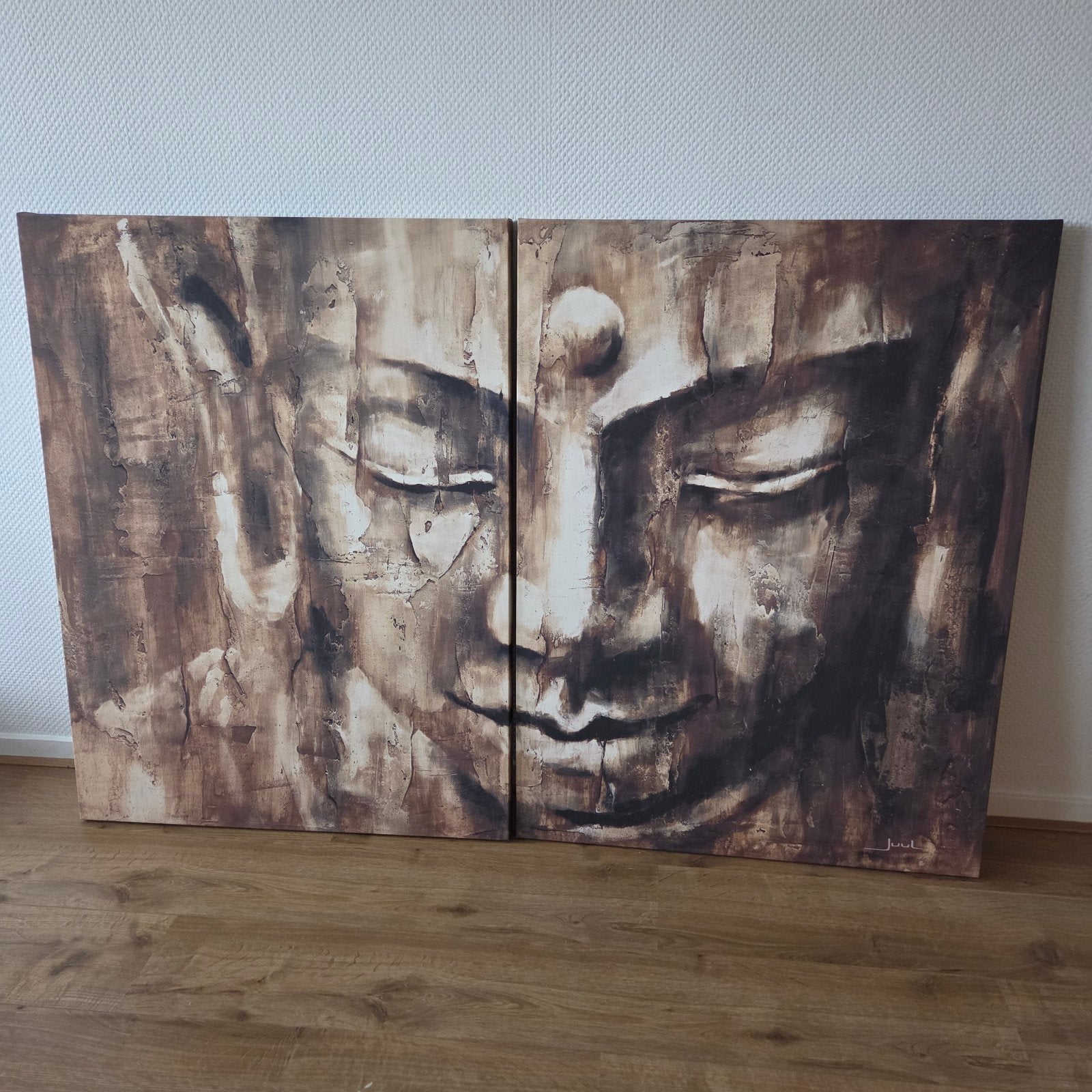 Groot 2-delig Boeddha 160x110 cm Juul, Ophalen, 125 cm of meer, Zo goed als nieuw, Schilderij
