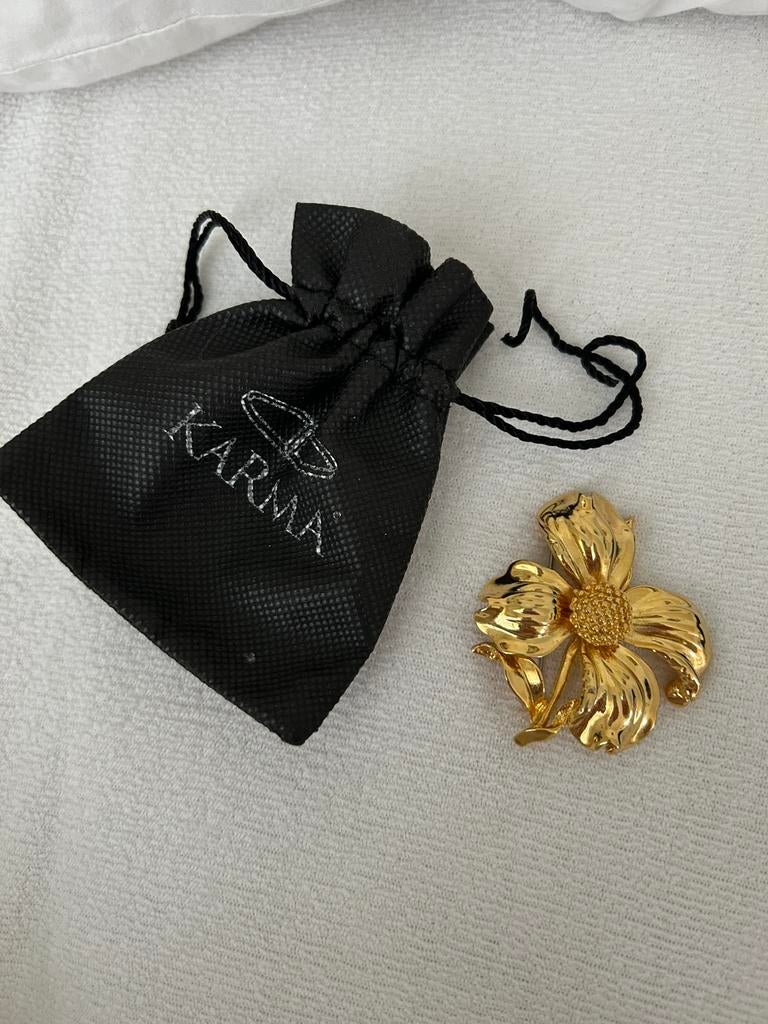 Broche bloem goudkleurig, Overige materialen, 4 tot 7 cm, Verzenden, Nieuw