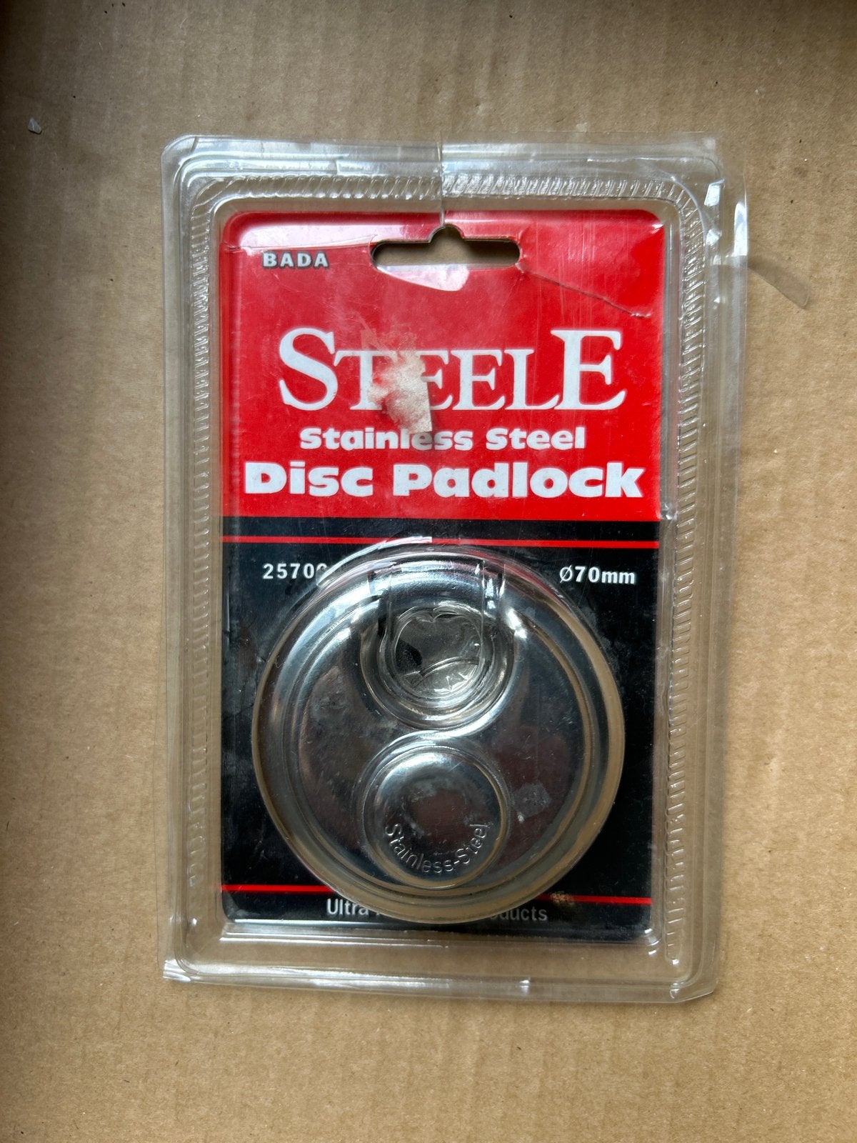 Steele RVS Schijf Hangslot - Ø70mm - Nieuw in verpakking, Ophalen of Verzenden, Nieuw, Rvs, Slot