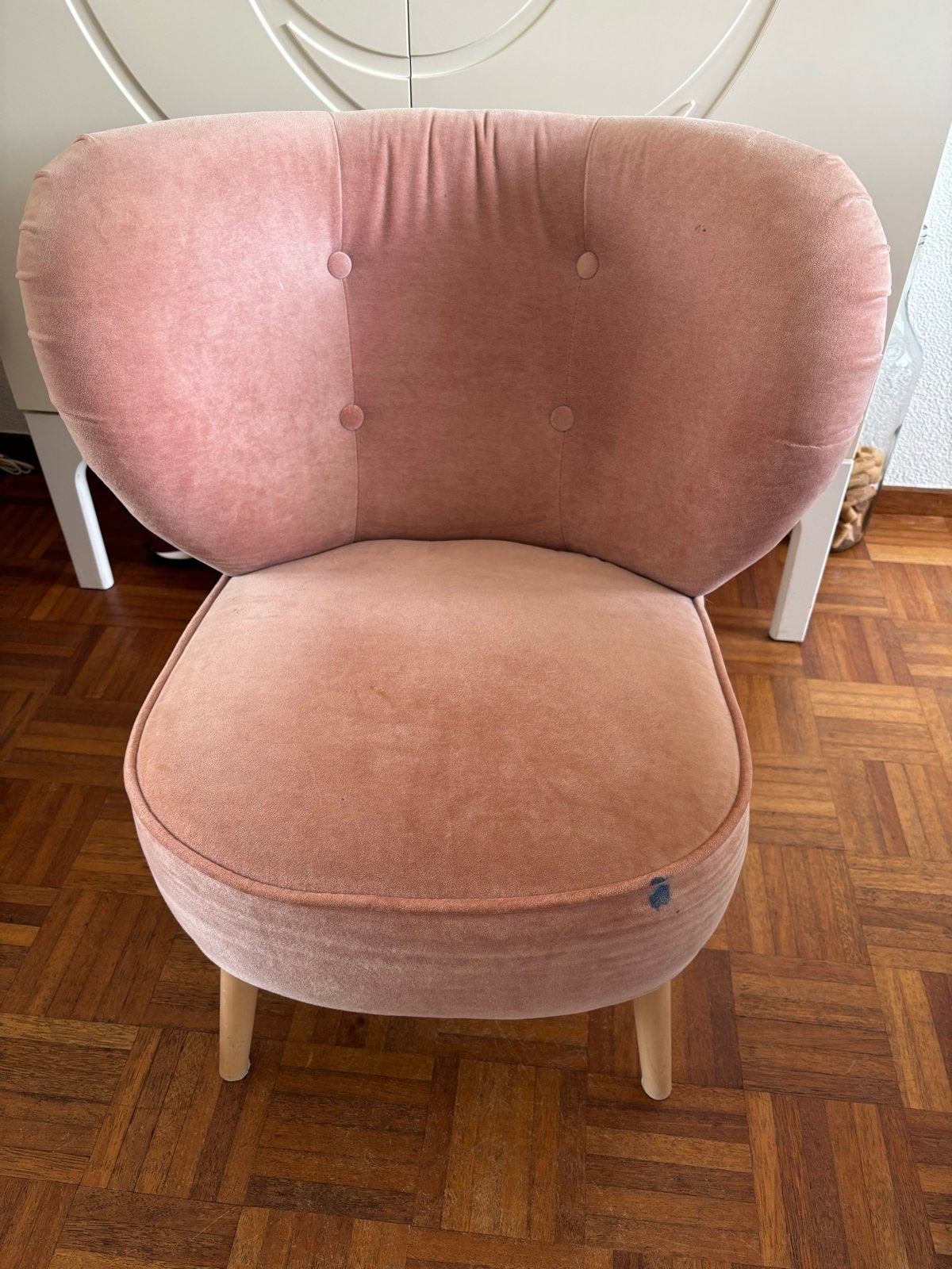 Roze fluwelen stoel, Huis en Inrichting, Ophalen, Overige kleuren, Zo goed als nieuw, Eén