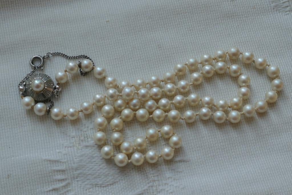 Parel collier met zilveren sier sluiting, Verzenden, Overige materialen, Ketting