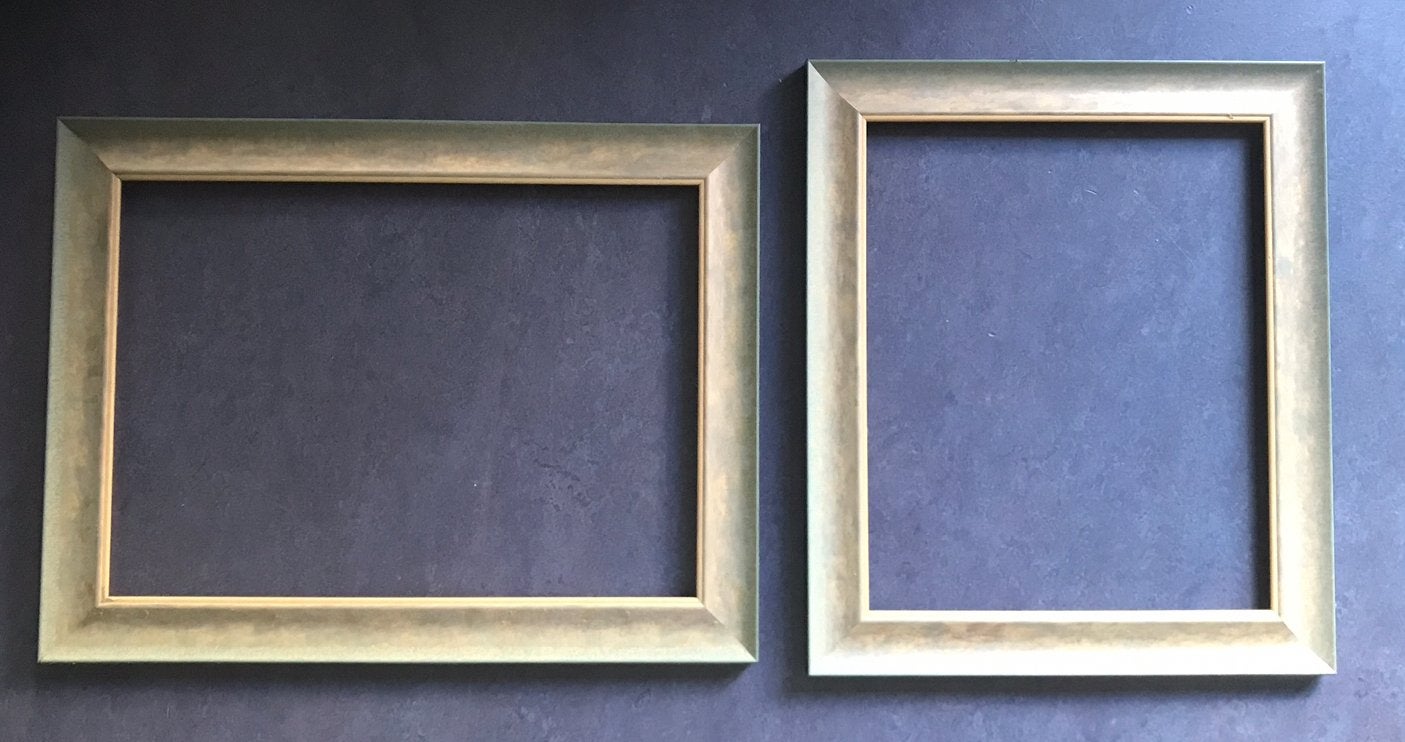 Twee houten schilderijlijsten – goud/bronskleurig, Ophalen, 50 – 75, Gebruikt, Schilderij