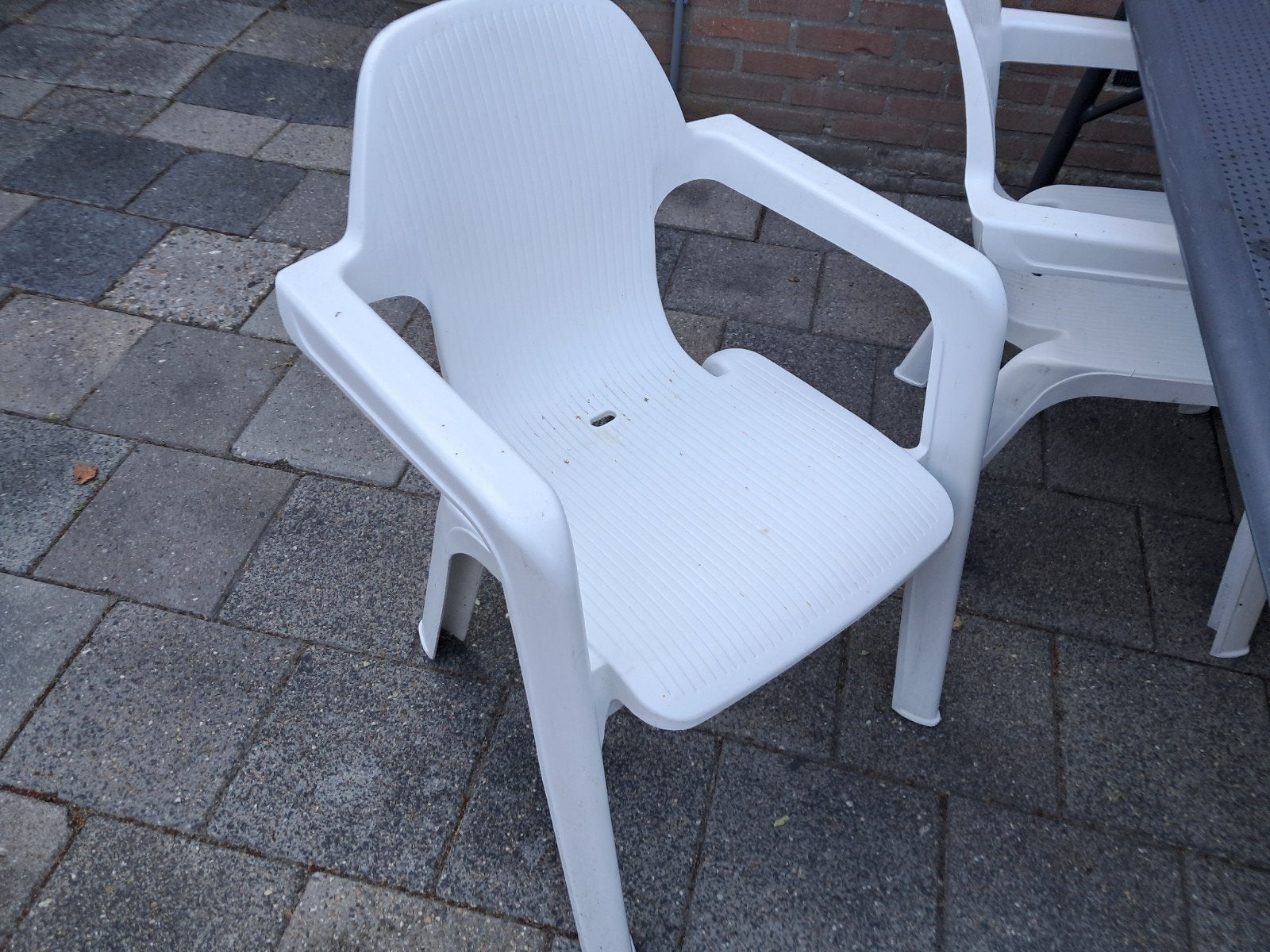 4 Hartman Patio Club tuinstoelen adv lezen, Ophalen, Gebruikt, Kunststof, Stapelbaar