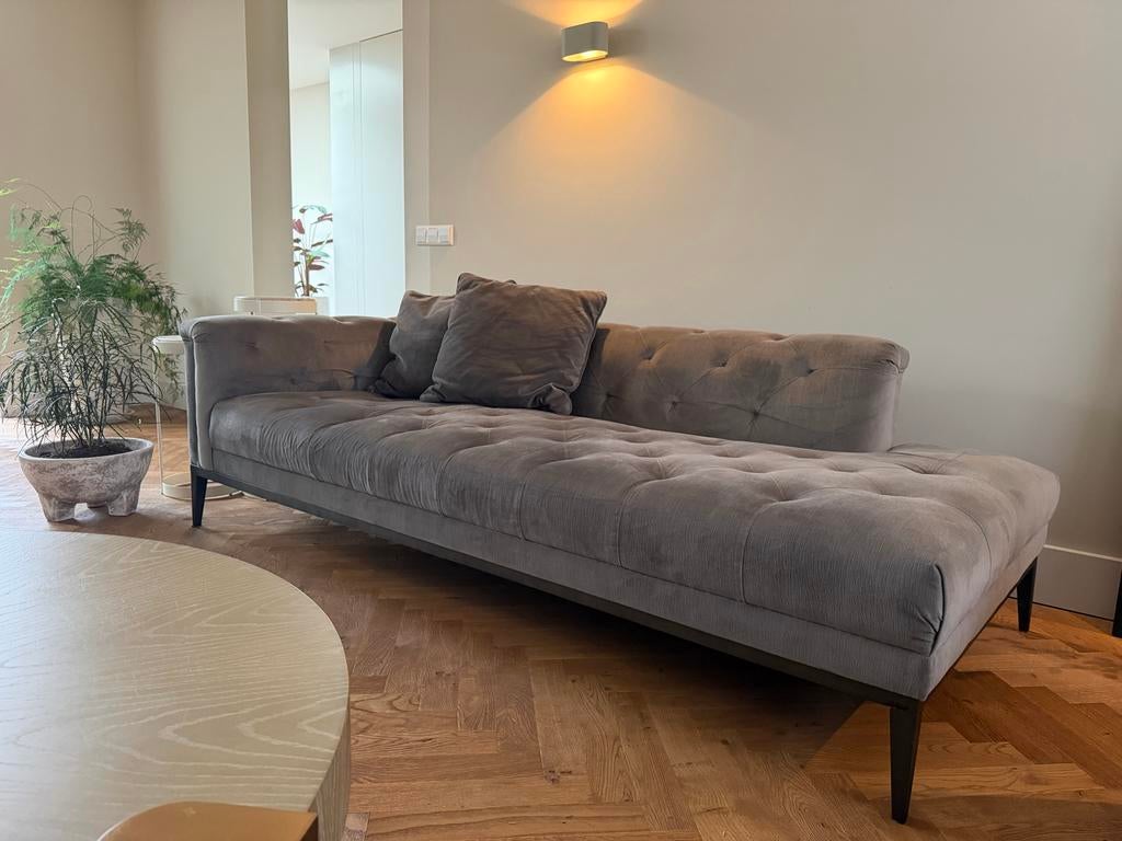 Luxe EICHHOLTZ Bank - Grijs fluweel, nog als nieuw, Ophalen, Driepersoons, 75 tot 100 cm, Zo goed als nieuw