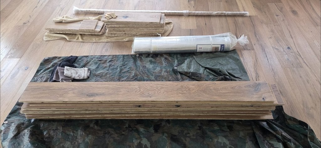 Houten lamel parket +/- 9m2, Ophalen, 50 tot 150 cm, Nieuw, 10 tot 30 cm