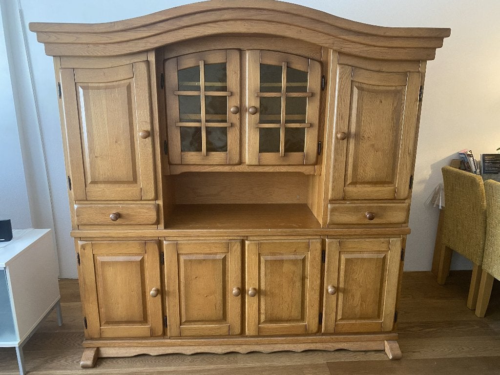 Blank eiken wandmeubel, Huis en Inrichting, Ophalen, Gebruikt, Met deur(en), 150 tot 200 cm