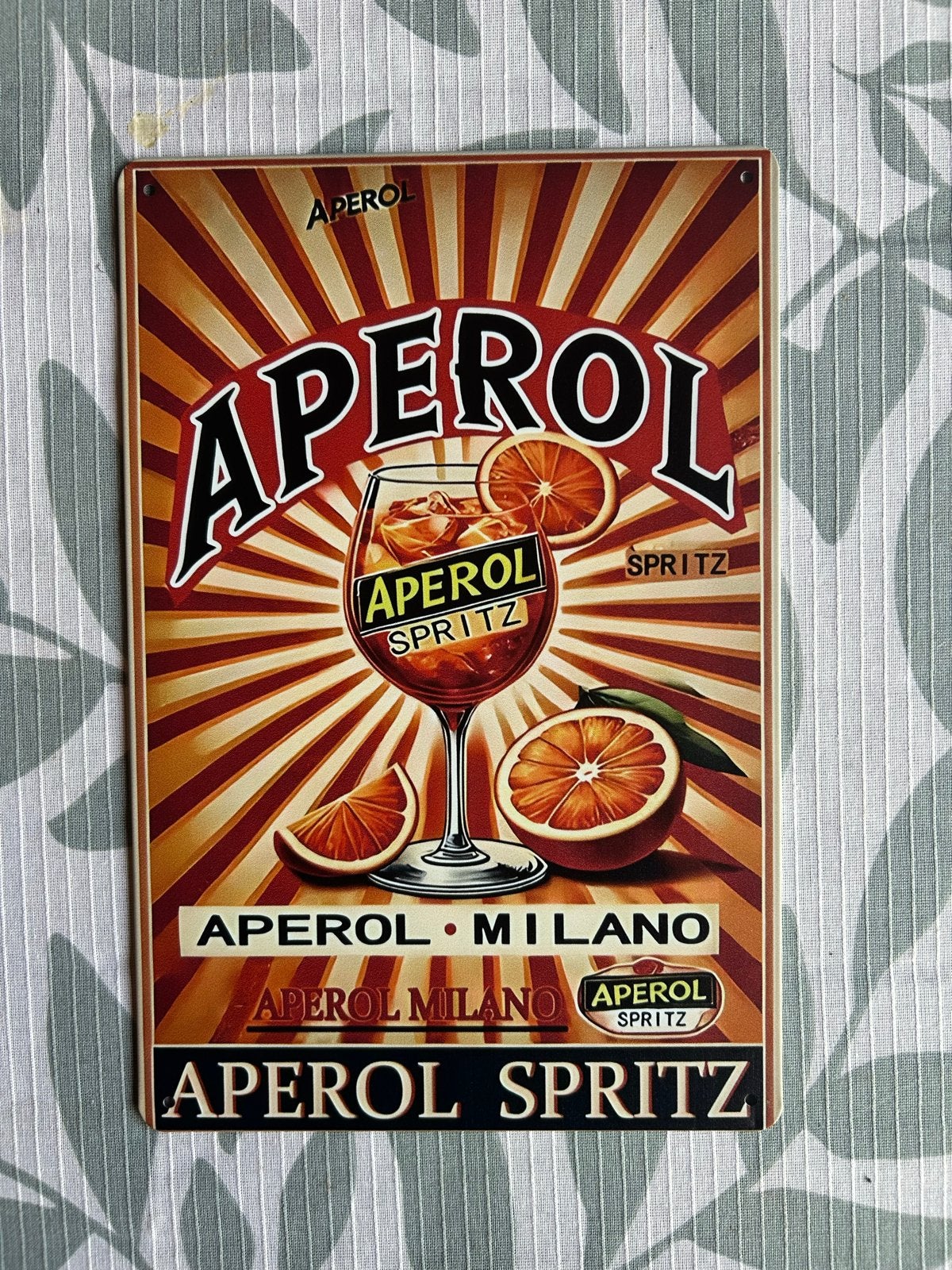 Aperol Spritz Reclamebord - 20x30 cm, Metaal, Vintage, Oranje, Nieuw