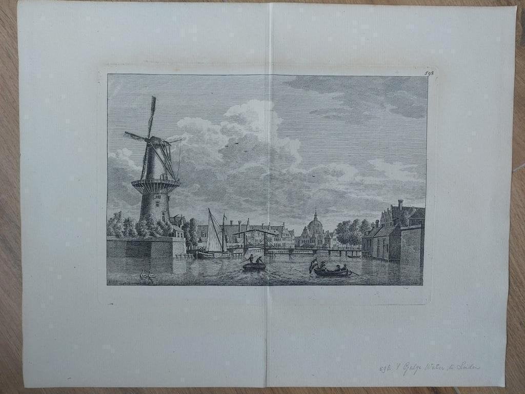 598 / Leiden - Leyden 't Galge water Let op: Unieke uitgave!, Antiek en Kunst, Kunst | Etsen en Gravures, Ophalen of Verzenden