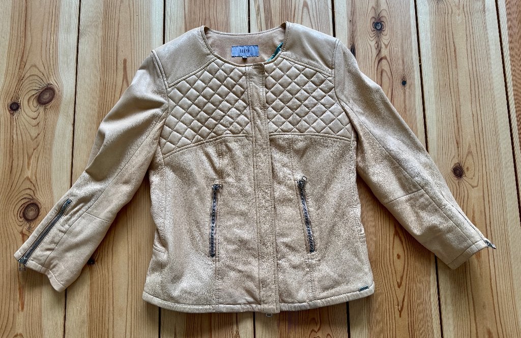 Ibana leren jas - Bruin / Beige Leer - maat 40 / Large, Kleding | Dames, Ophalen of Verzenden, Zo goed als nieuw, Maat 38/40 (M)