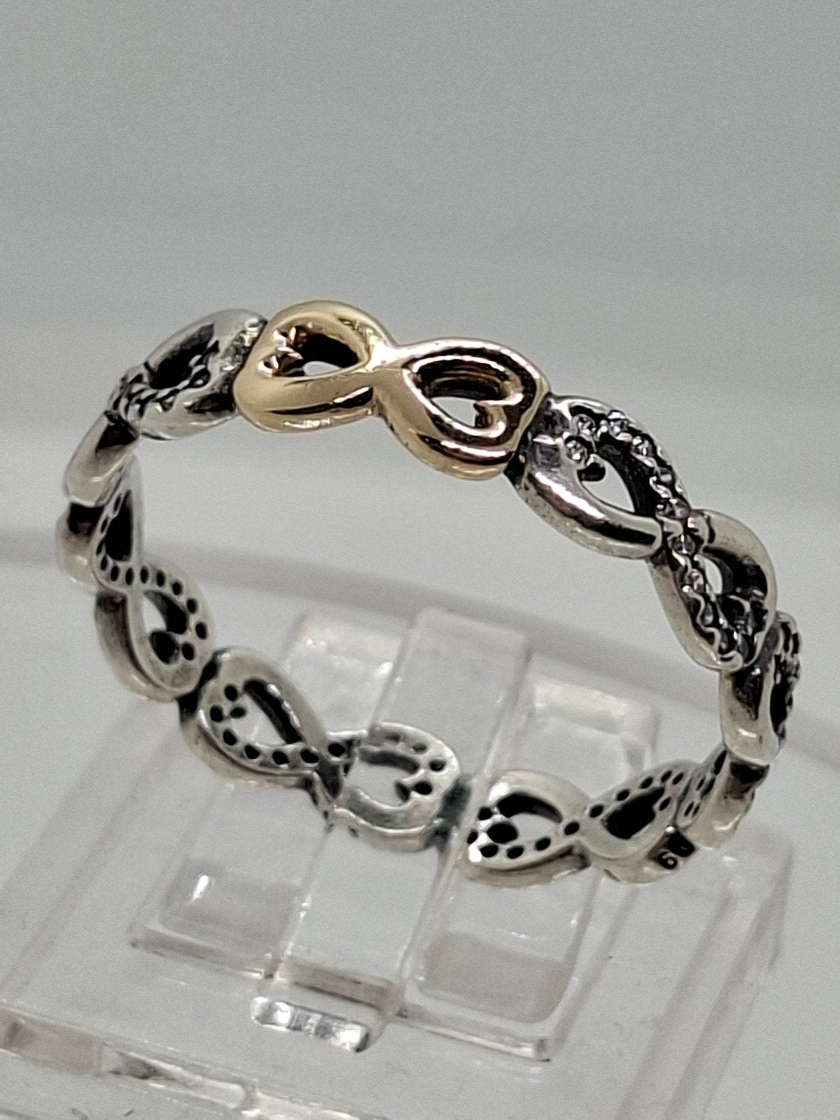 Pandora Infinite Ring Zilver met 14k Goud Maat 60, Sieraden, Tassen en Uiterlijk, Ringen, Dame, 19 tot 20, Zilver, Zilver, Ophalen of Verzenden