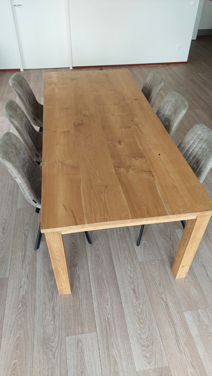 Eikenhouten eettafel 240x100 met 6 stoelen, Ophalen, Gebruikt, 50 tot 100 cm, Vijf personen of meer