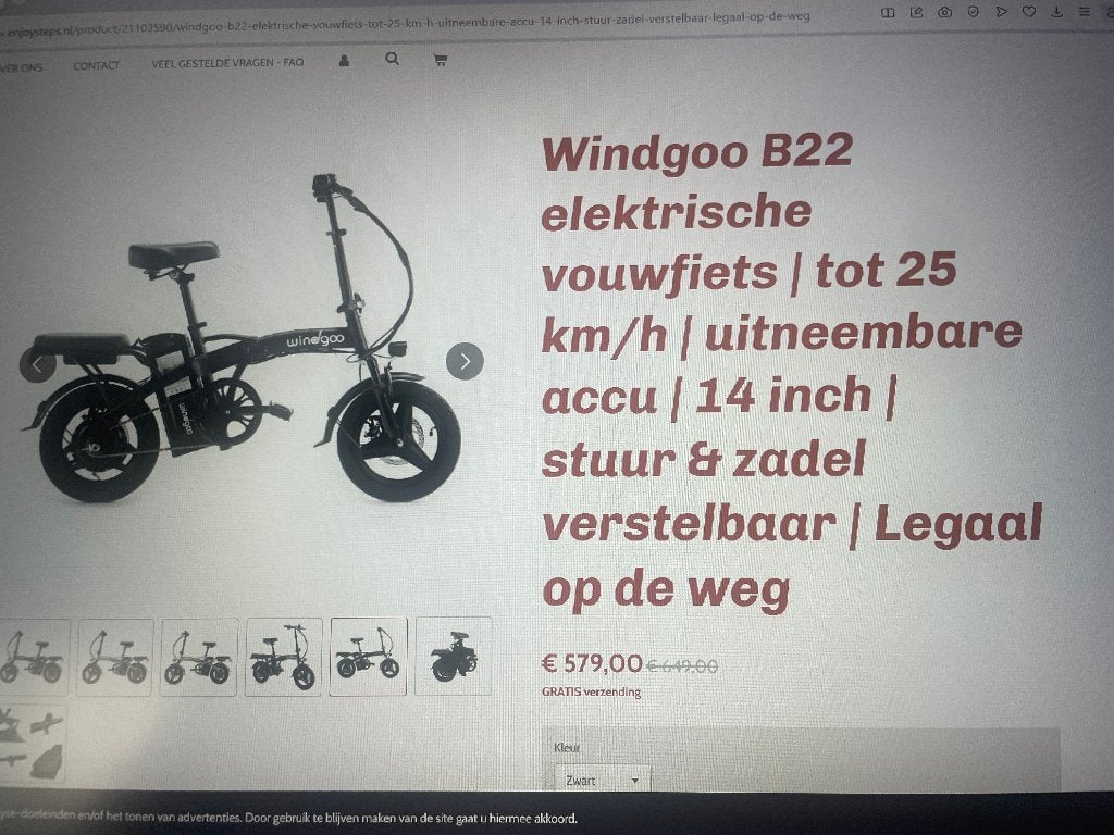 elektrische vouwfiets Windgoo B 22, Fietsen en Brommers, 14 tot 16 inch, Versnellingen, Nieuw, Totaal opvouwbaar