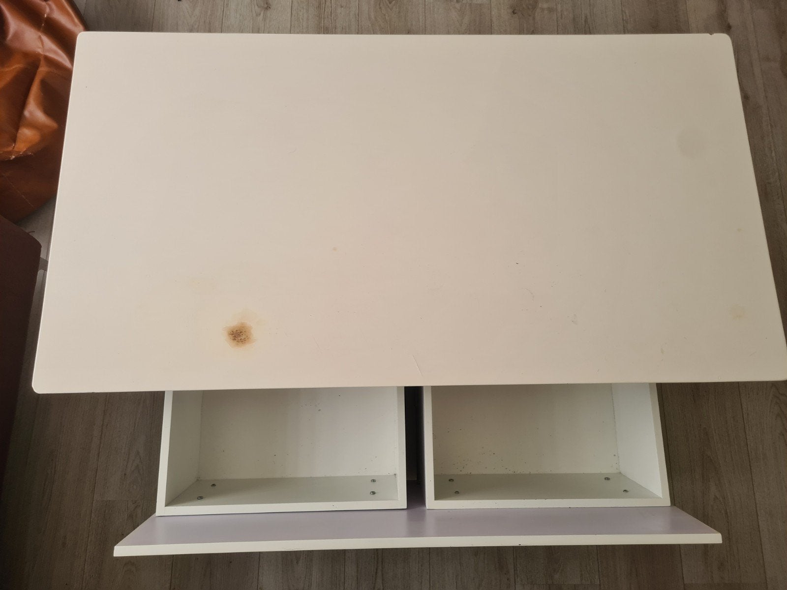 Witte hoogglans salontafel met opbergruimte, Ophalen, Gebruikt, 100 tot 150 cm, 50 tot 100 cm