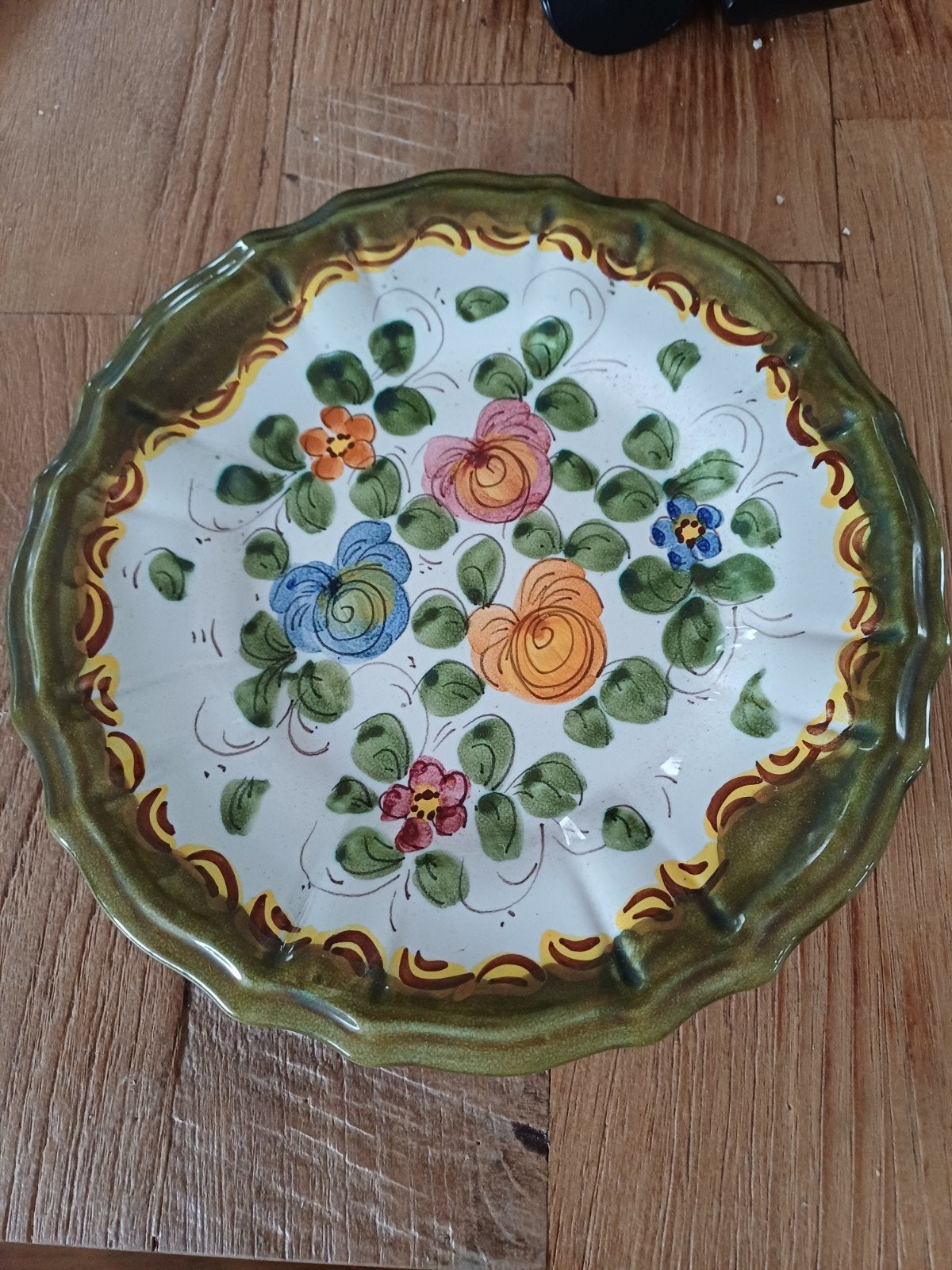 Vintage Italiaans Majolica bord - Handgeschilderd Bloemen, Antiek en Kunst, Ophalen of Verzenden
