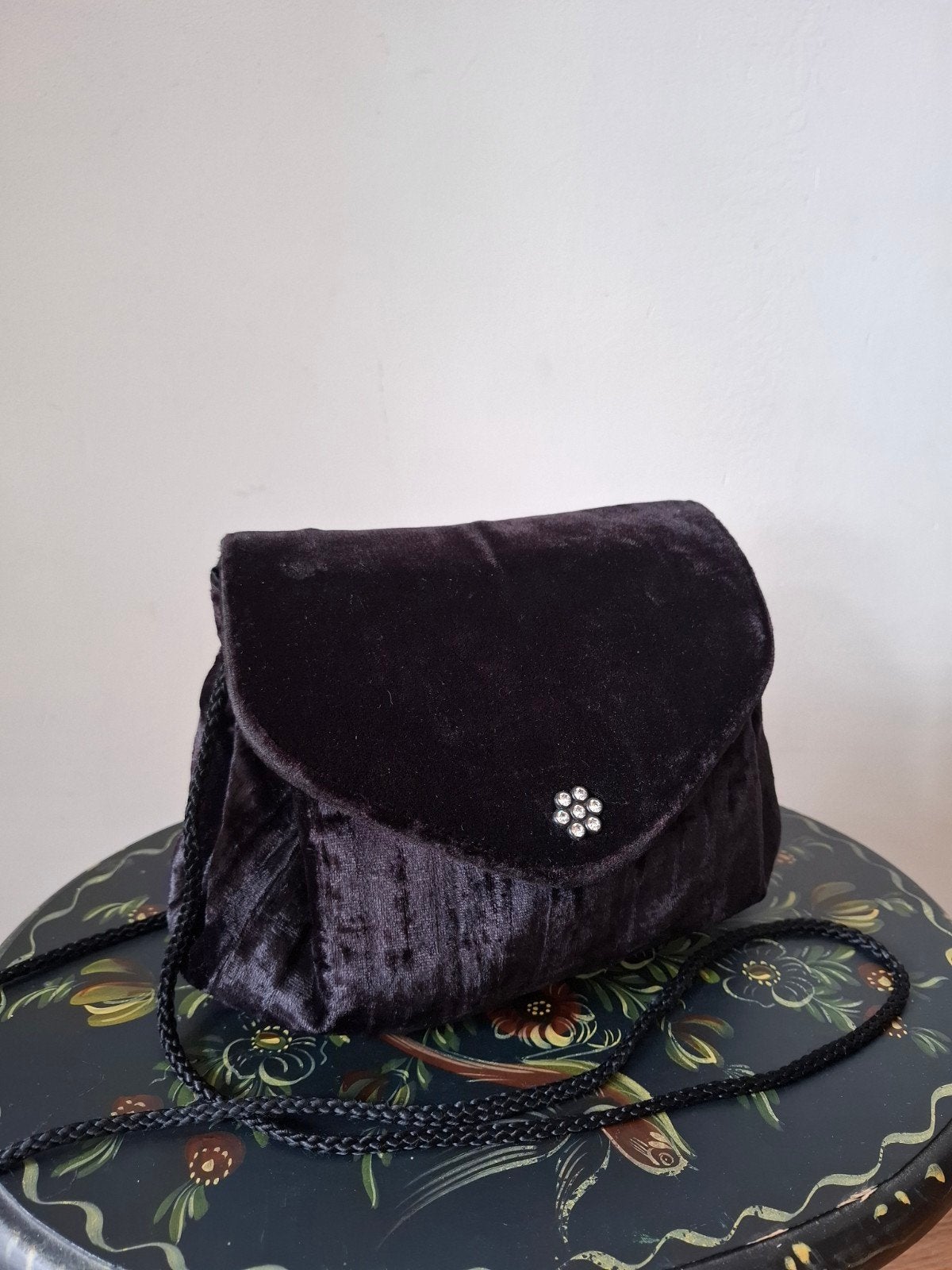 Vintage fluwelen schoudertas, Ophalen of Verzenden, Zo goed als nieuw, Roze, Schoudertasje