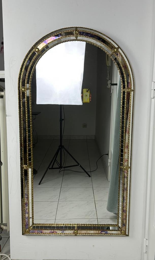 Vintage Spaanse spiegel boogspiegel Hollywood Regency, Ophalen of Verzenden, Overige vormen, 50 tot 100 cm, 100 tot 150 cm