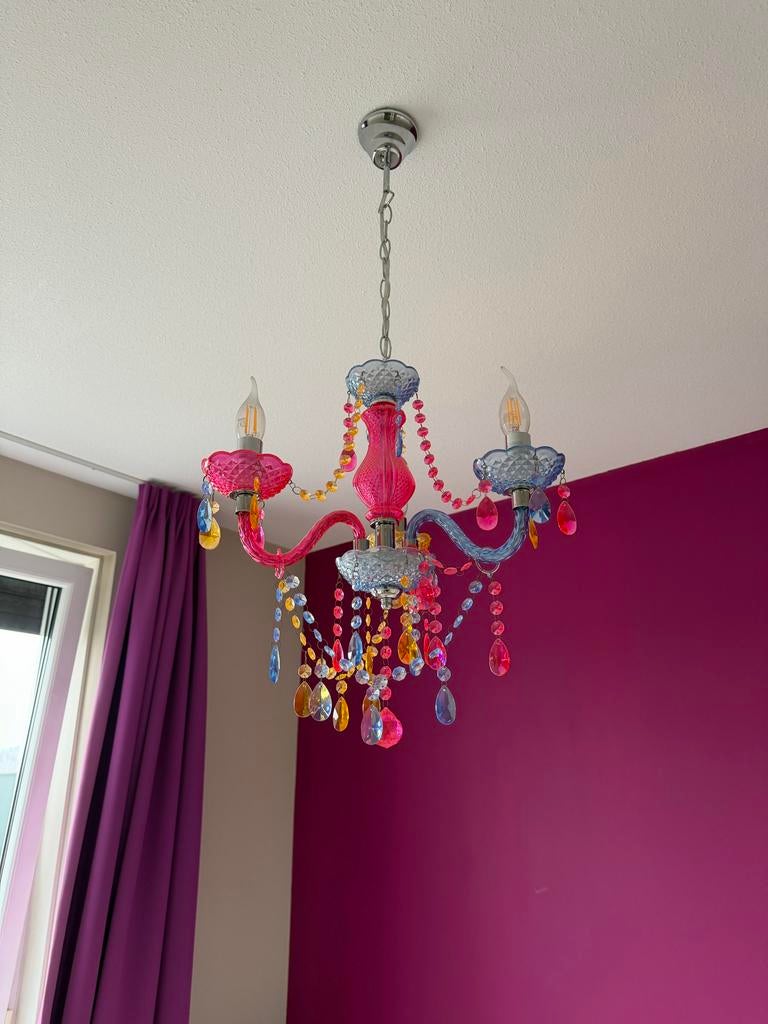 Kleurrijke kroonluchter, Huis en Inrichting, Lampen | Kroonluchters, Ophalen, Gebruikt