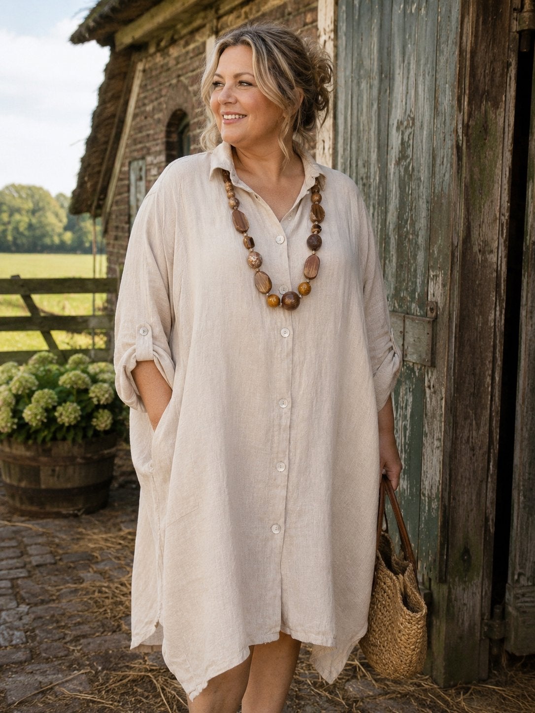 Moonshine Linnen blouse maat 3 Nieuw, Verzenden, Nieuw, Beige, Blouse of Tuniek