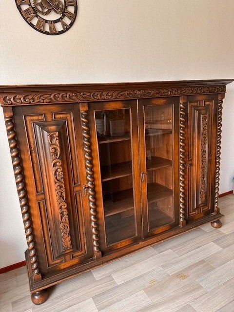 antieke Indonesische teakhouten vitrinekast (wandmeubel), Ophalen