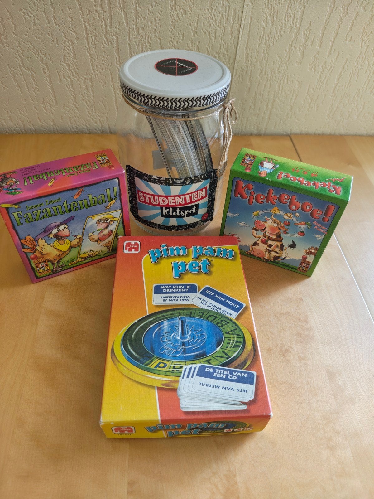 Diverse spelletjes: Kiekeboe, Pim Pam Pet, Fazantenbal, Vijf spelers of meer, Ophalen of Verzenden, Gebruikt