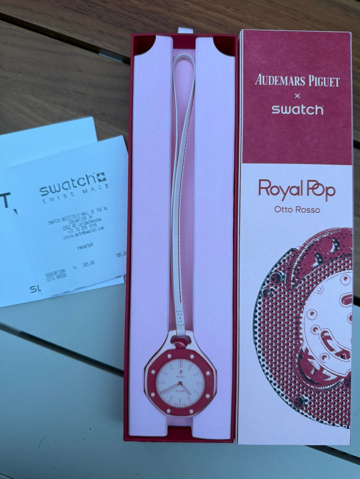 Audemars Piguet X Swatch Otto Rosso, Ophalen