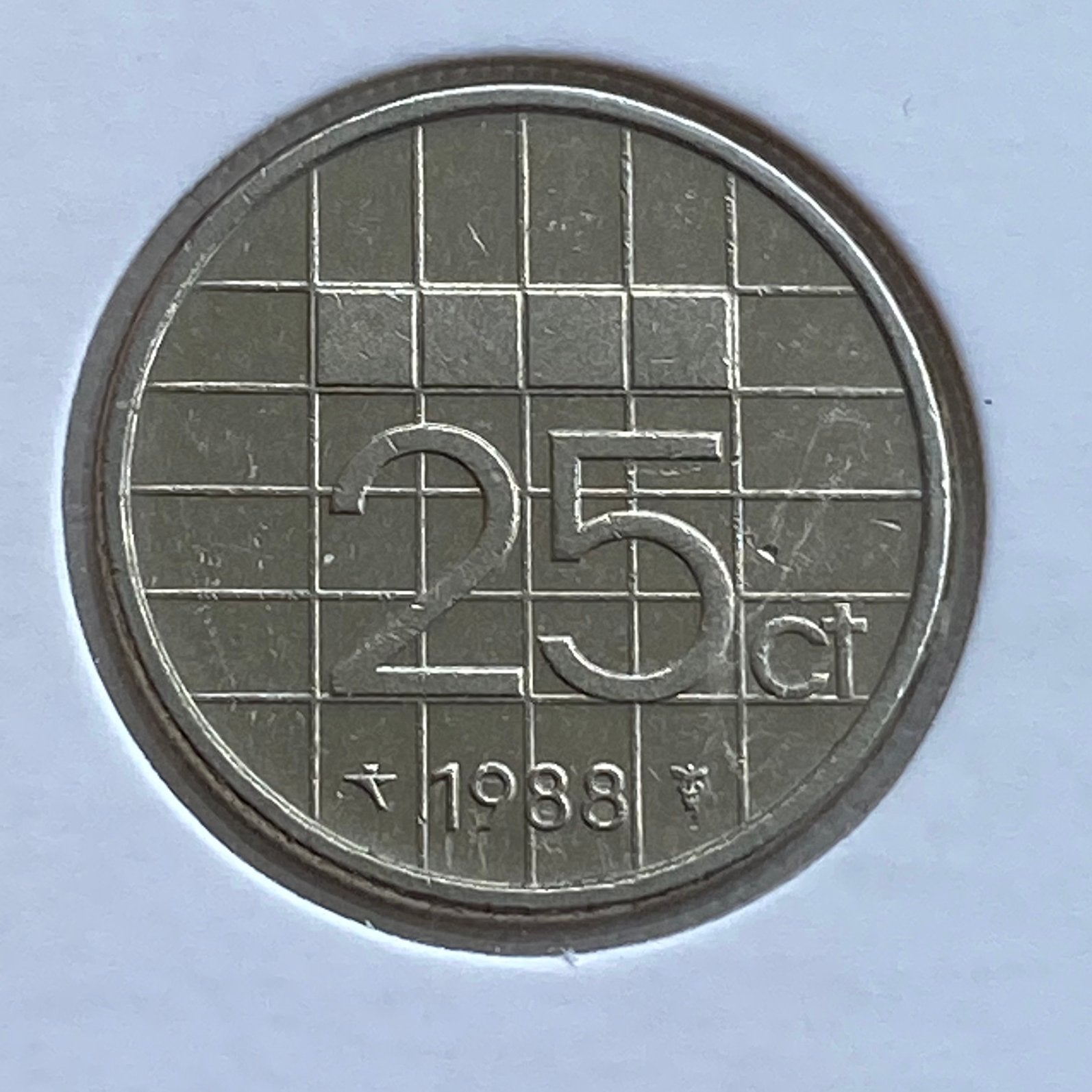 25 Cent / Kwartje uit 1988 van Beatrix, Verzenden, Koningin Beatrix, 25 cent, Losse munt