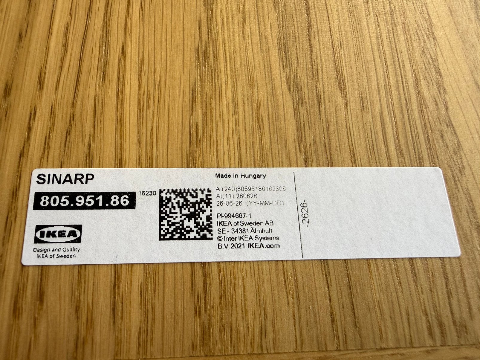 IKEA Sinarp front 20x40 eikenfineer, Ophalen, Overige materialen, Overige typen, Nieuw