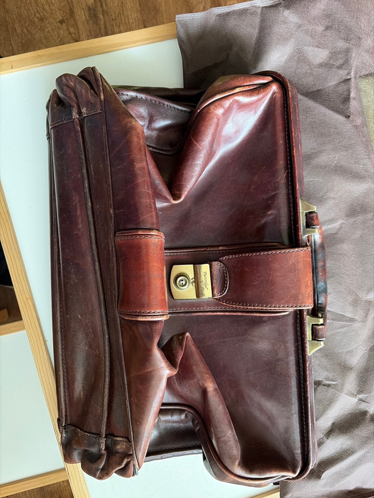 Vintage Leren Dokterstas / Aktetas - Partridge, Ophalen, Gebruikt, Bruin, Overige typen