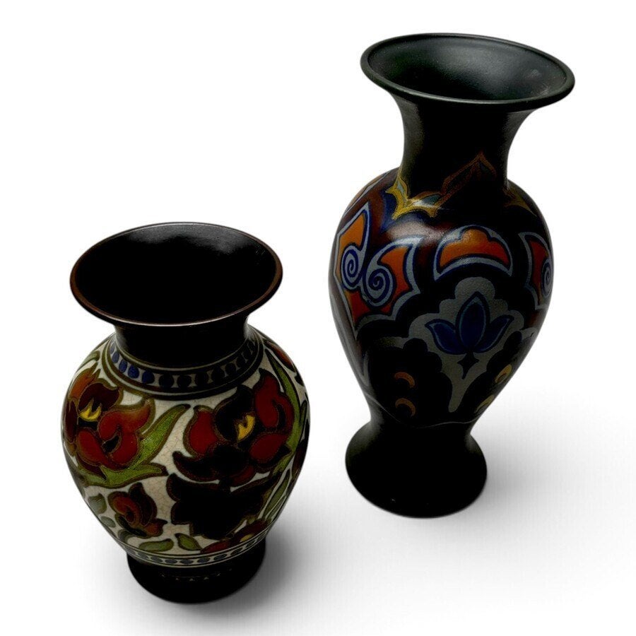 Lot plateel met kleurrijke decors (5x), Ophalen of Verzenden