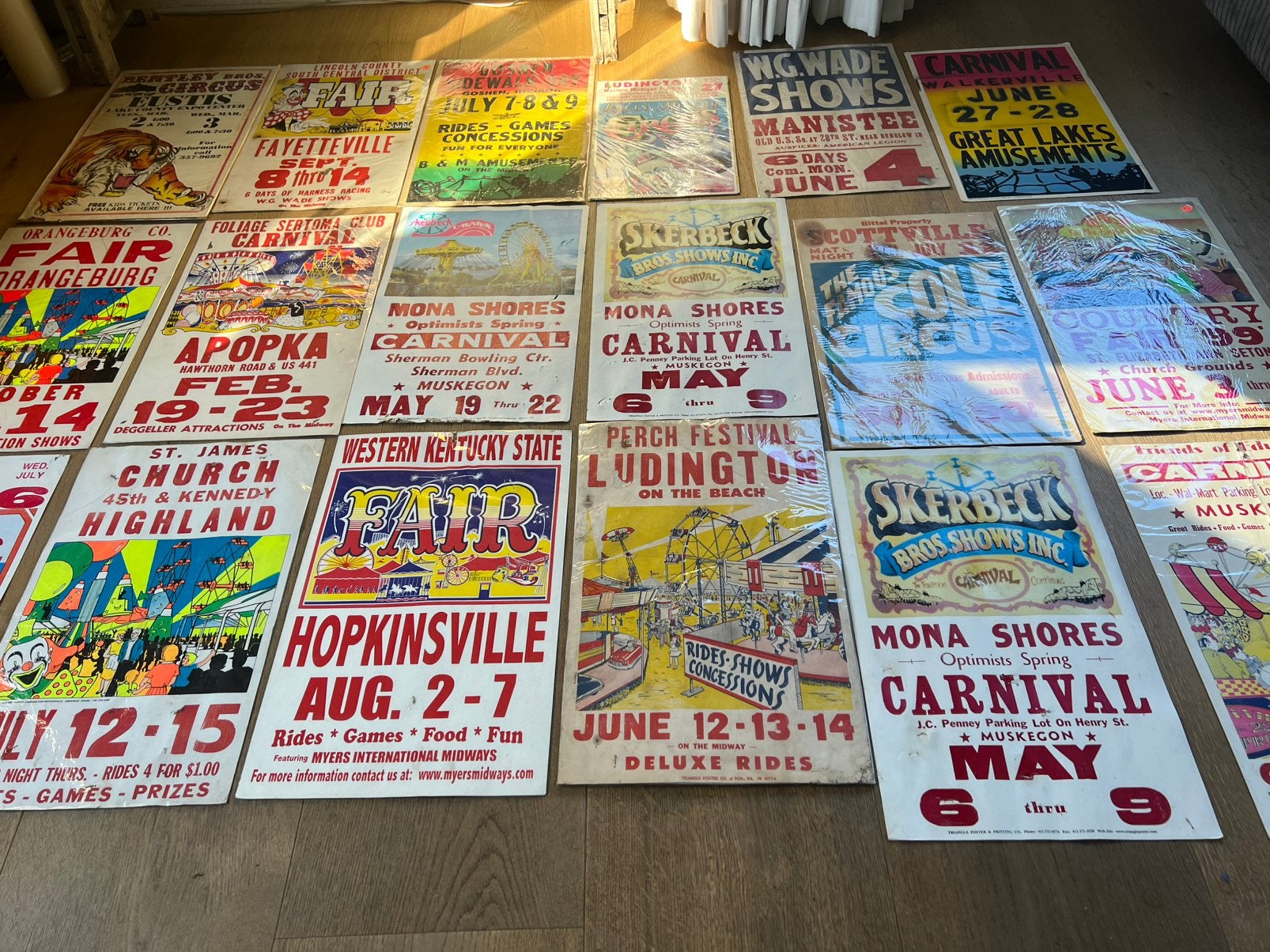 18 x VINTAGE AFFICHES CIRCUS, FAIRS CARNIVAL USA, Verzamelen, Ophalen of Verzenden