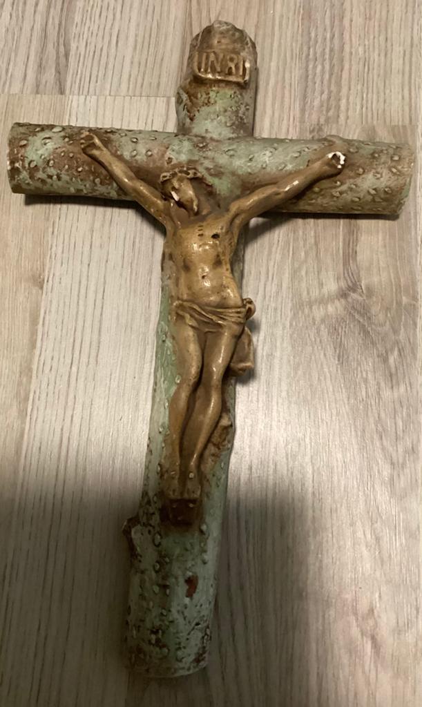 Crucifix antiek,genummerd ,van gips…erg mooi!!, Antiek en Kunst, Antiek | Religie, Ophalen of Verzenden