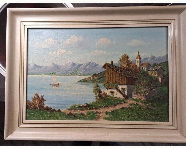 Schilderij Albert Torringa - Meer van Genève, Doek, Realistisch, Ophalen of Verzenden, Gesigneerd
