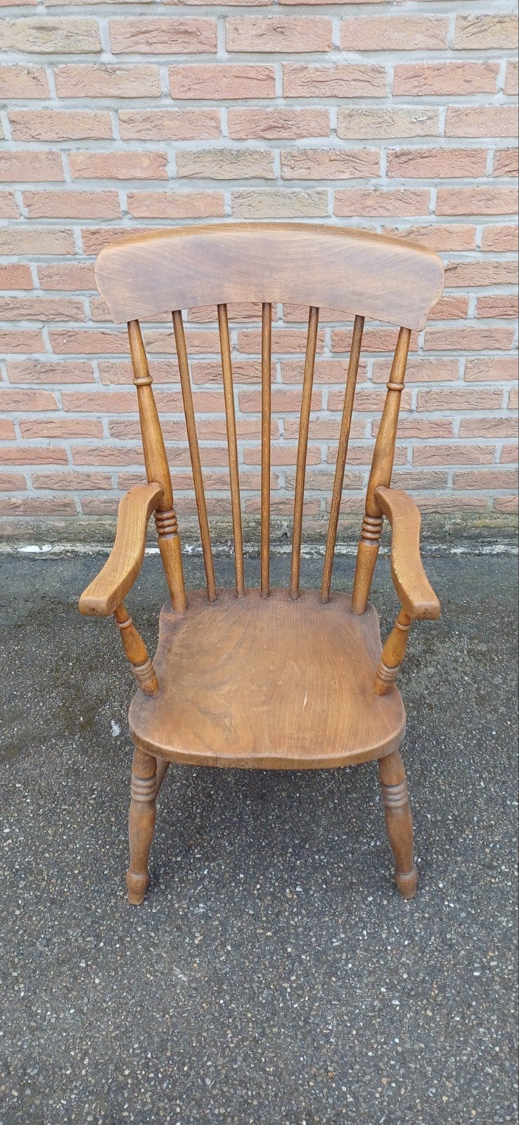 Vintage houten Windsor stoel met armleuningen, Ophalen
