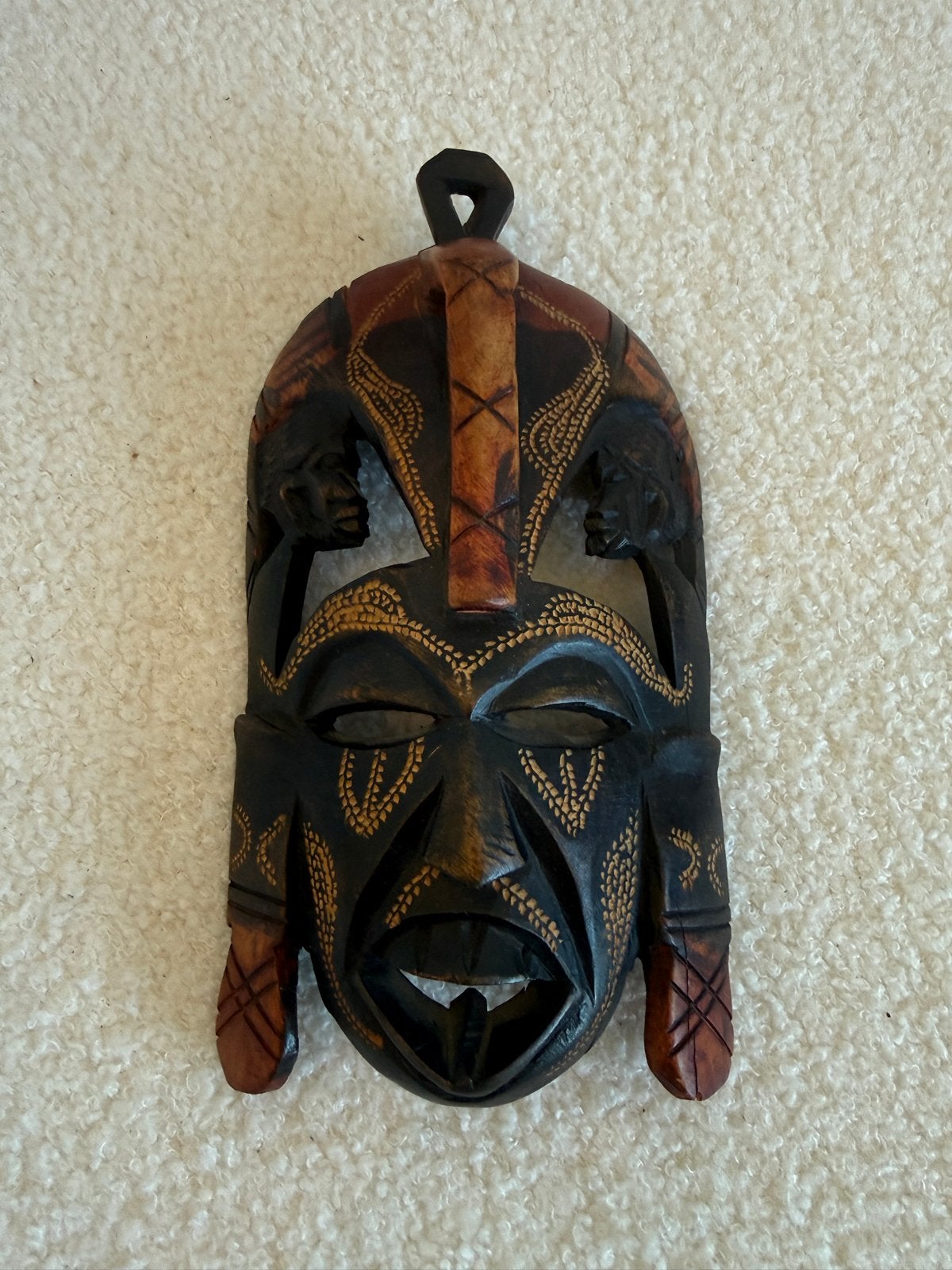 Handgesneden Afrikaans masker - Jambo Kenya 1990, Hout, Afrika, Masker, Handgemaakt