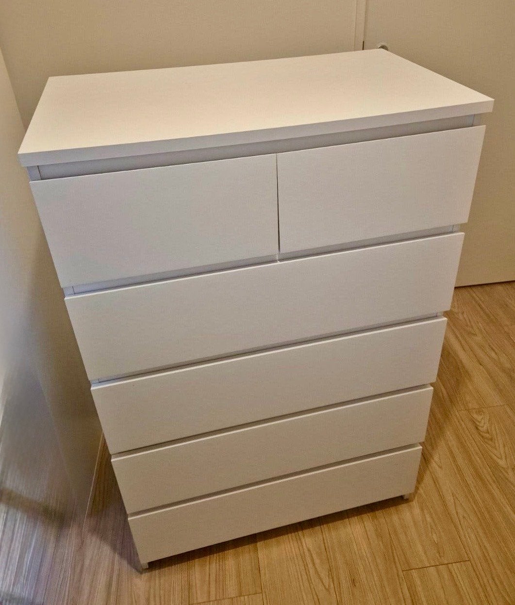 Te koop: IKEA MALM witte ladekast met 6 lades, Ophalen, Gebruikt, 5 laden of meer, 50 tot 100 cm