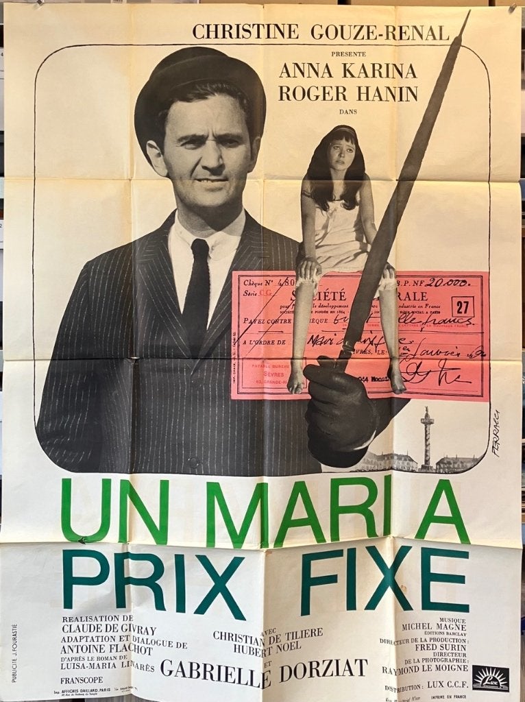 Un Mari a Prix Fixe (1965) - Originele filmposter, Ophalen of Verzenden, Gebruikt, A1 t/m A3, Film en Tv