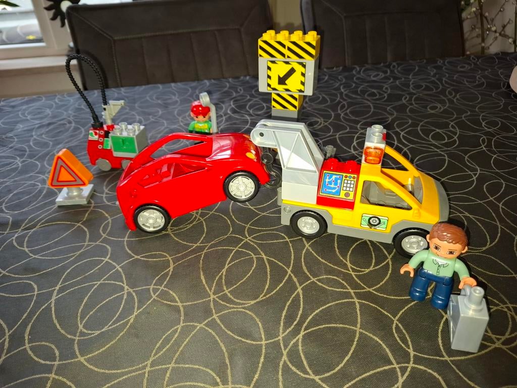 Set Compleet. Duplo Sleepwagen met auto en figuren, Gebruikt, Overige thema's, Ophalen of Verzenden, Inclusief minifiguren