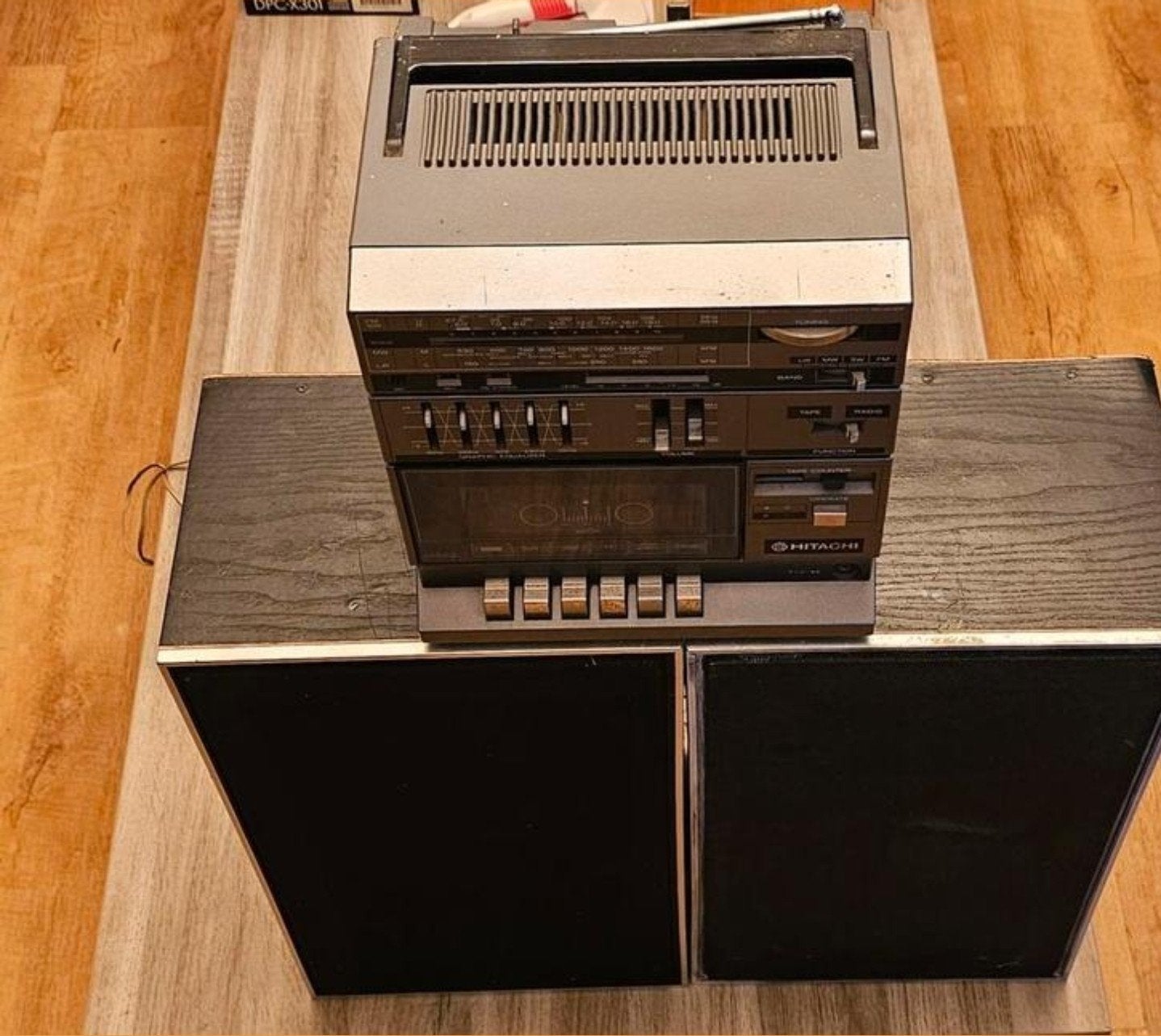Vintage Hitachi Hifi Stereo minisetje 2 Boxen goed geluid, Overige merken, Tuner of Radio, Refurbished, Ophalen of Verzenden