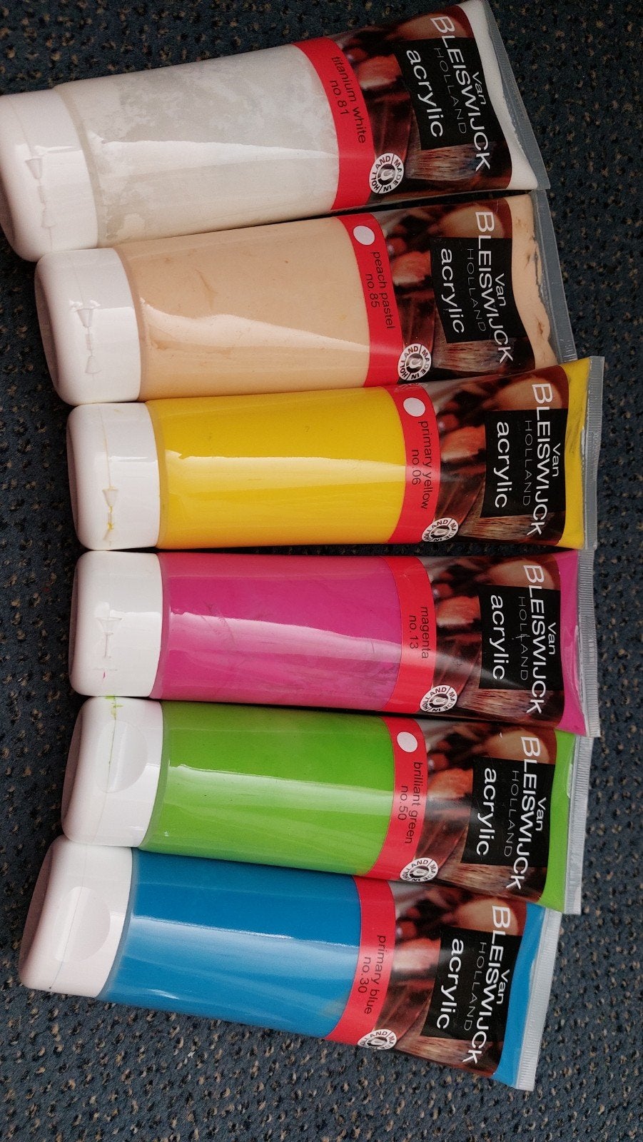 6 tubes Van Bleiswijck acrylverf - diverse kleuren, Ophalen of Verzenden, Gebruikt, Acrylverf