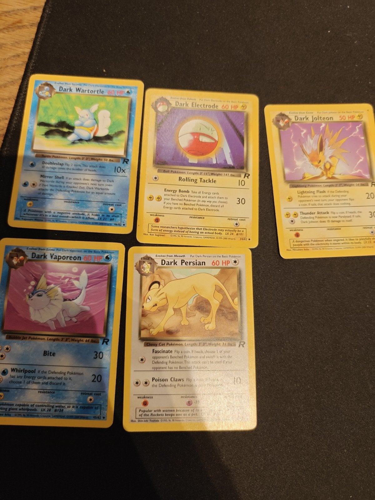 Pokémon Dark Wartortle, Vaporeon, Electrode, Jolteon, Per, Ophalen of Verzenden, Gebruikt, Meerdere kaarten