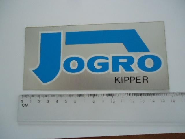 sticker oud JOGRO Kipper dik aluminium machine grondwerk, Verzenden, Zo goed als nieuw, Bedrijf of Vereniging