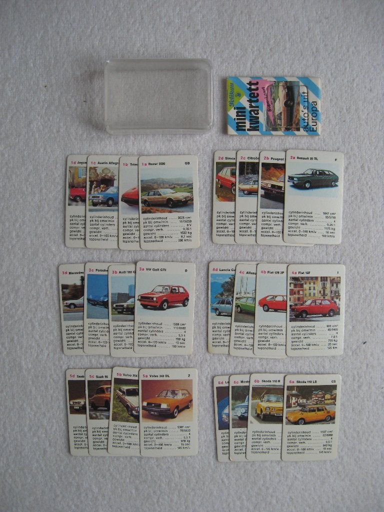 Pelikan mini kwartet: auto's uit Europa (evt. meer), Verzenden, Gebruikt, Kwartet(ten)