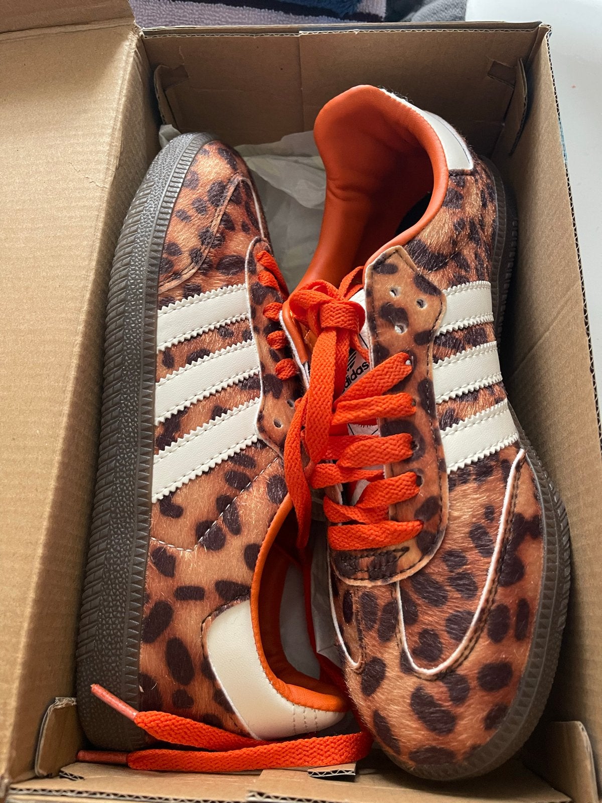 Adidas Samba OG Leopard Print Sneakers, Verzenden, Zo goed als nieuw, Bruin, Sneakers of Gympen