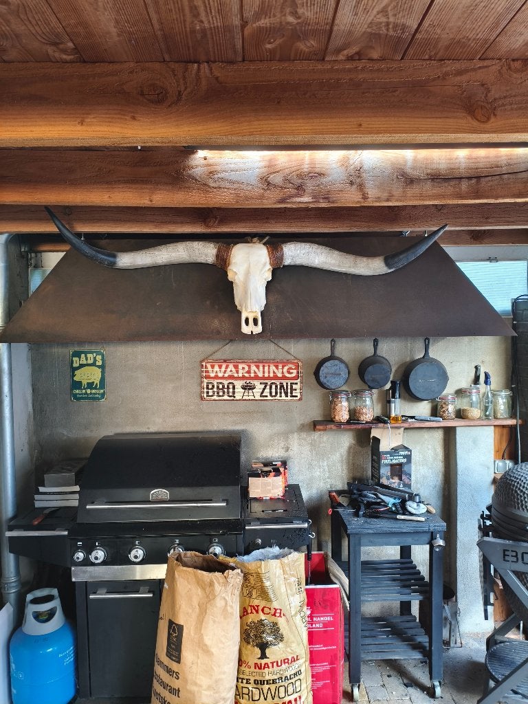 Grote robuuste bbq afzuiging voor buitenkeuken, Tuin en Terras, Buitenkeukens, Ophalen, Gebruikt, Houtskool, Maatwerk