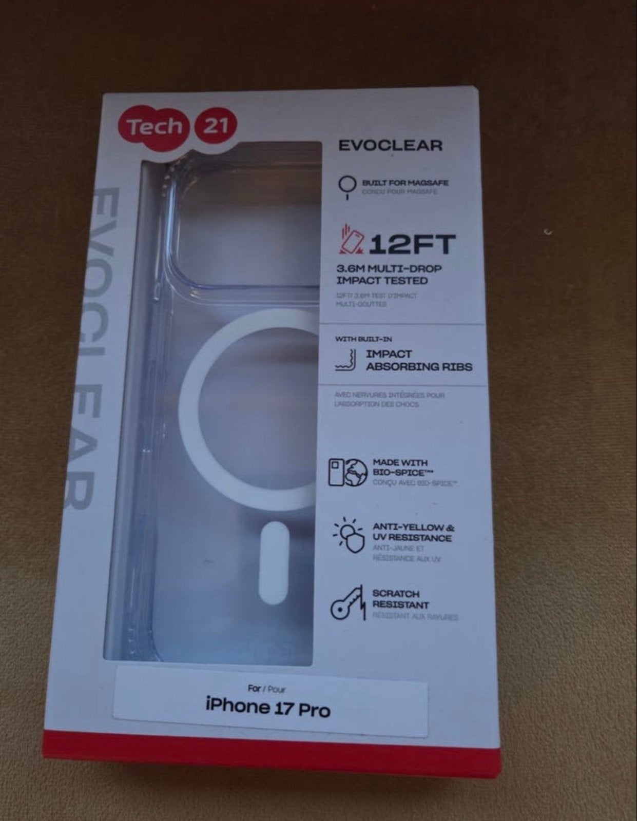 Tech21 EvoClear Hoesje iPhone 17 Pro - Transparant MagSafe, Kunststof, IPhone 17, MagSafe, Overige merken